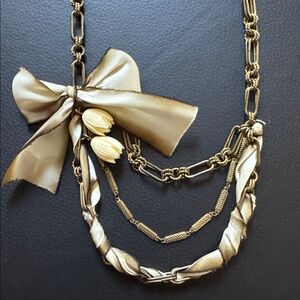 Ribbon Bow Statement Necklace